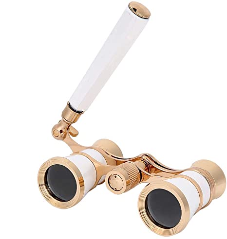 Lorgnette, Gold, with Handle Kingscope 3X25 Vintage Opera Glasses Binoculars for Theater Musical Concert 